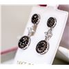 Image 1 : 2) 14 KARAT WHITE GOLD PAIR BLACK DIAMOND EARRING