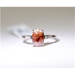 28) 10 KARAT WHITE GOLD FANCY CUT DIAMOND RING