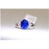 Image 2 : 27) 10 KARAT WHITE GOLD TANZANITE AND DIAMOND RING