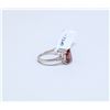 Image 3 : 22) 10 KARAT WHITE GOLD GARNET AND DIAMOND RING