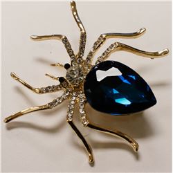 RHINESTONE & LARGE STONE SPIDER BROOCH