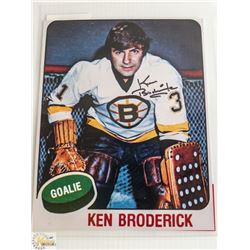 KEN BRODERICK SIGNED BOSTON BRUINS 8 X 10 PHOTO
