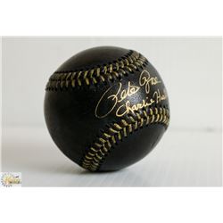 PETE ROSE  SIGNED OML BLACK LEATHER BASEBALL