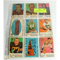 1959 TOPPS NFL LOT OF TEN ASSORTED CARDS