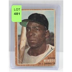 1962 TOPPS MINNIE MINOSO BASEBALL CARD HOF