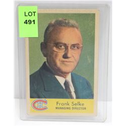 1959 PARKHURST HOCKEY CARD FRANK SELKE