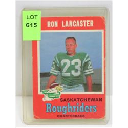 1970 OPC RON LANCASTER CFL CARD RIDERS