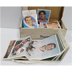 BOX OF VINTAGE SPORTS POSTERS MEMORABILIA ETC