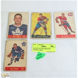 LOT OF 4 1957-58 PARKHURST HOCKEY CARDS