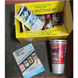 BOX OF ASSORTED SPORTS CARDS AND COLLECTIBLES