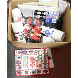 BOX OF ASSORTED VINTAGE SPORTS MEMORABILIA