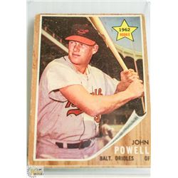 1962 TOPPS JOHN POWELL ROOKIE CARD