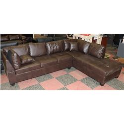NEW JERSEY LEATHERETTE SECTIONAL, DARK CHOCOLATE