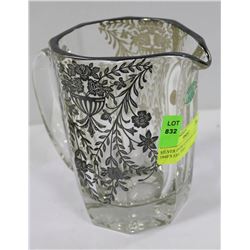 SILVER OVERLAY PITCHER 1930’S TO 1940’S ERA
