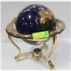 Image 1 : GLASS 3D GEMSTONE WORLD GLOBE WITH BRASS BRACKET