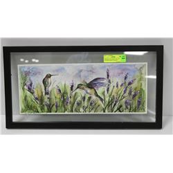 ORIGINAL WATERCOLOUR OF HUMMINGBIRDS FRAMED