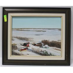 ORIGINAL OIL ON BOARD CANADIAN HOMESTEAD PAINTING