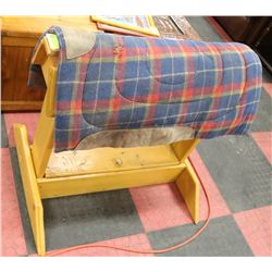 STURDY WOODEN SADDLE STAND WITH STORAGE BOX