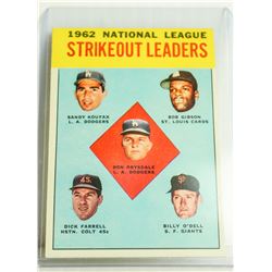1963 TOPPS BASEBALL SANDY KOUFAX STRIKEOUT LEADER