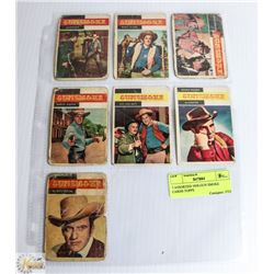 7 ASSORTED 1958 GUN SMOKE CARDS TOPPS