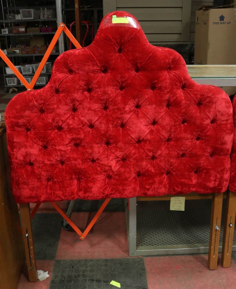 RED VELVET TUFTED SINGLE HEADBOARD