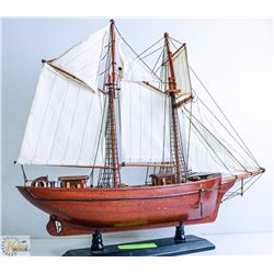 WHITE SAILED SHIP 17 1/2' H X 20' W