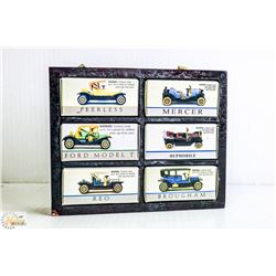 6 LITTLE CARS WITH DISPLAY CASE