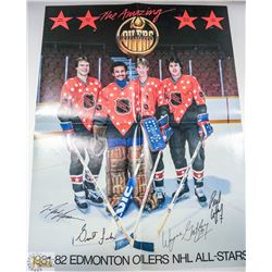 SIGNED 1981-82 OILERS NHL ALL STARS POSTER