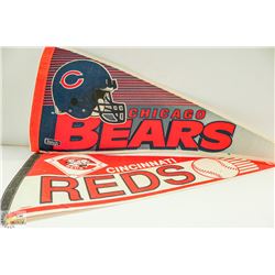 CINCINNATI REDS & CHICAGO BEARS PENNANT BANNERS