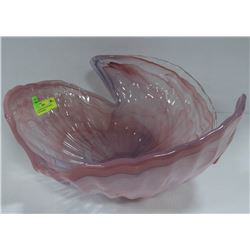 LARGE PINK  ART GLASS SWIRL SHOW HOME BOWL