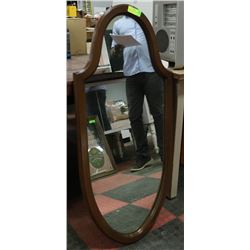 MID CENTURY WALL MIRROR 42" X 20" SOLID WOOD