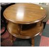 Image 1 : MID CENTURY 2 TIERED ROUND MAPLE TABLE 24"T X 25"