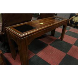 DISPLAY TABLE WITH GLASS INSERTS 56 X 16 X 25