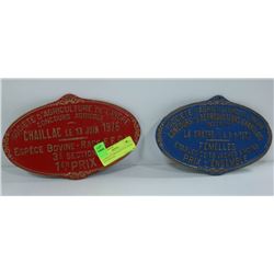 2 AGRICULTURE SOCIETY PLAQUES 1970 AND 1976