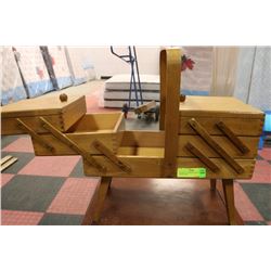 ANTIQUE ACCORDION DOVETAIL SEWING BOX