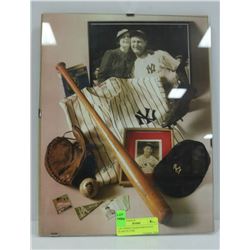 LOU GEHRIG FRAMED/MOUNTED GLASS PICTURE