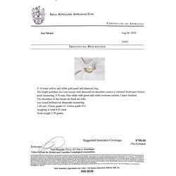 14K PEARL AND DIAMOND RING. SIZE 7.