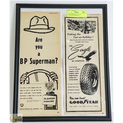 11 X 14 ORIGINAL AD BP & GOODYEAR 1950 & 1953