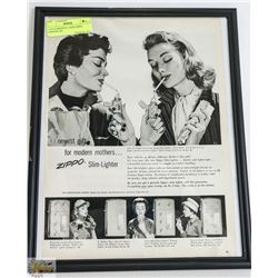 11 X 14 ORIGINAL 1950'S ZIPPO LIGHTER AD
