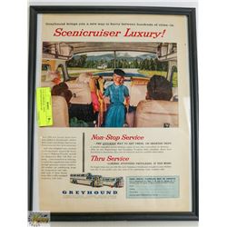 11 X 14 ORIGINAL 1950'S GREYHOUND BUS AD
