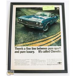 11 X 14 ORIGINAL AD CHEVELLE SS 396 SPORT COUPE
