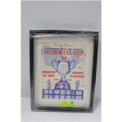 PROFESSIONALLY FRAMED 1961 MEMORIAL CUP SOUVENIR