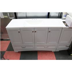 LARGE LIGHT GREY BATHROOM VANITY - MINOR DAMAGE