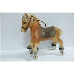 VINTAGE TOY HORSE ON WHEELS