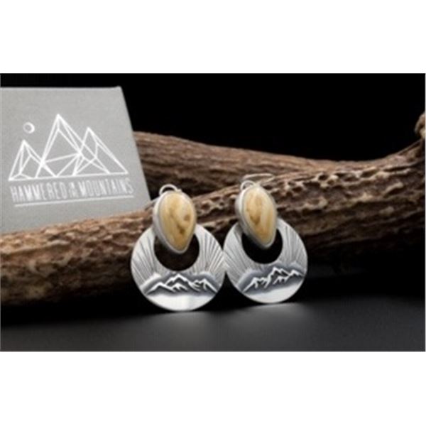 Hammered in the Mountains hand crafted ivory elk earrings