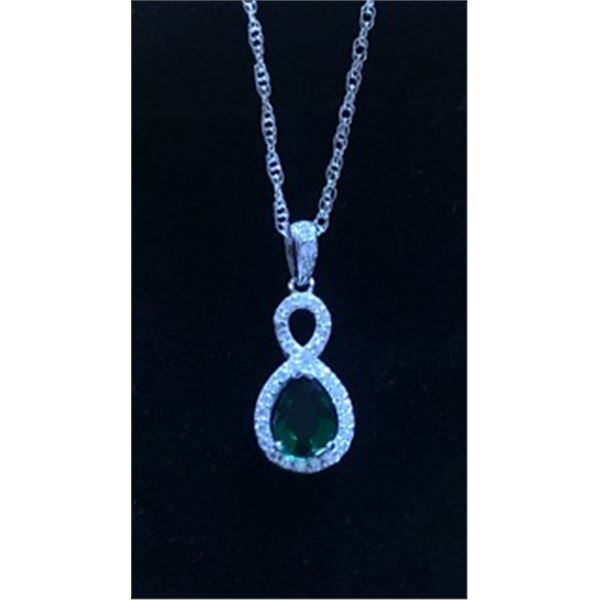 Emerald green stone set in rhinestones and sterling silver from Wilderness Mint