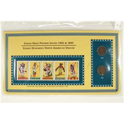 1892 & 1893 INDIAN HEAD CENTS AND STAMPS ON