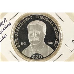 2000 LIBERIA PROOF SILVER $20 US PRESIDENT