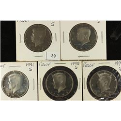 1988-S, 89-S, 91-S, 93-S & 94-S PROOF JFK'S
