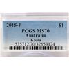 Image 3 : 2015-P AUSTRALIA KOALA SILVER DOLLAR PCGS MS70